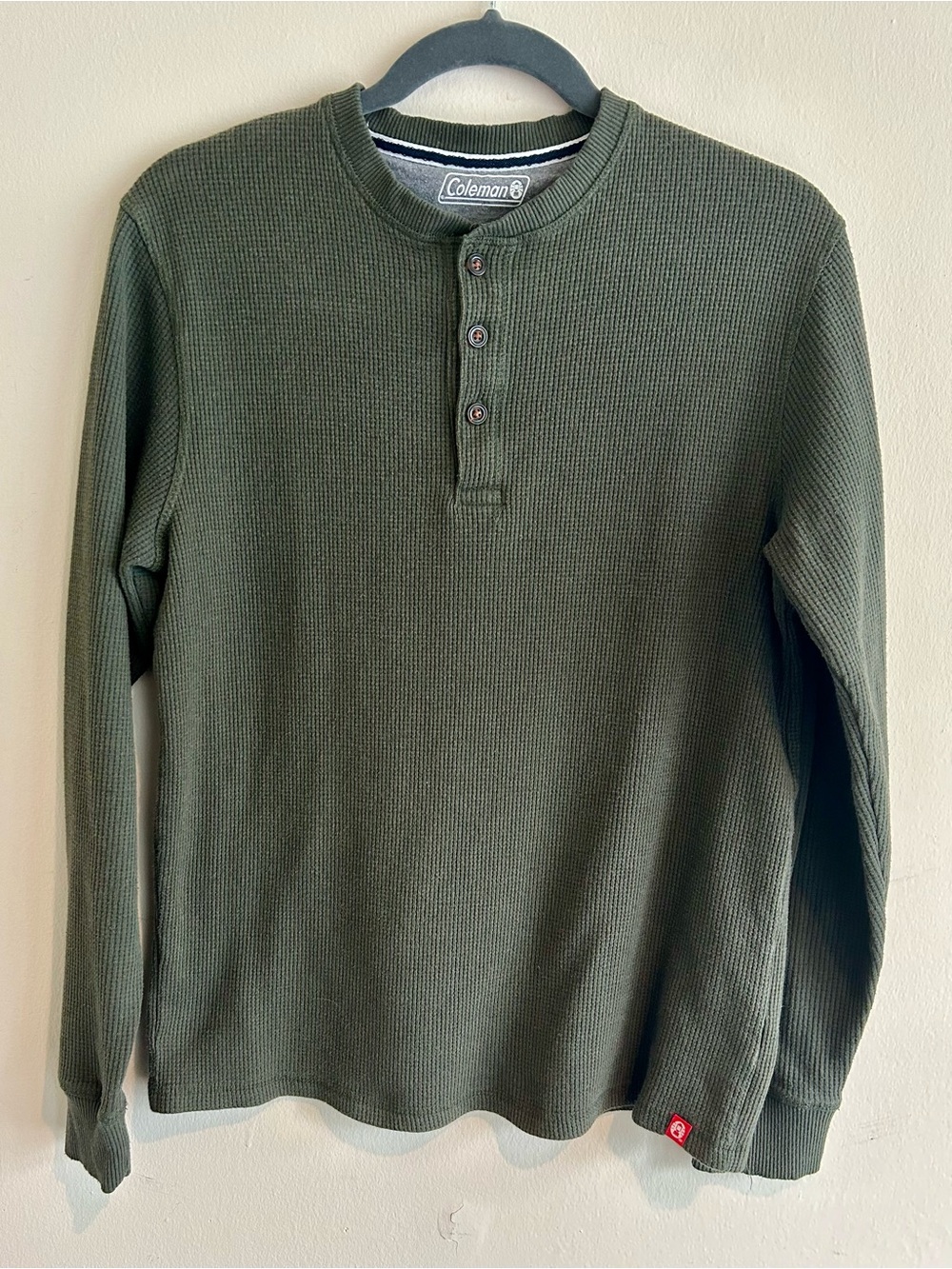 Coleman Olive Waffle Henley Long Sleeve Shirt